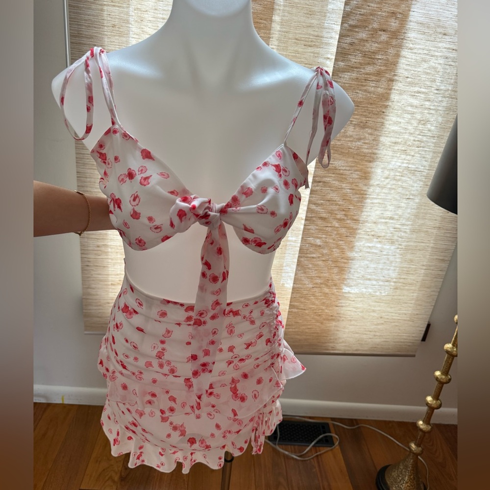 Princess Polly Red and White Floral 2-piece Set